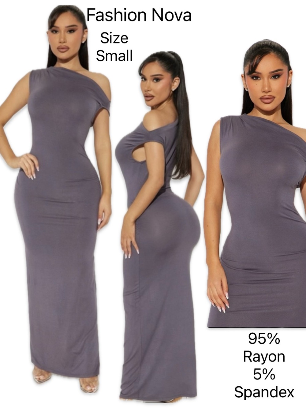 😊 *Elegant Brooke Ruched One-Shoulder Maxi Gray Dress 😍*